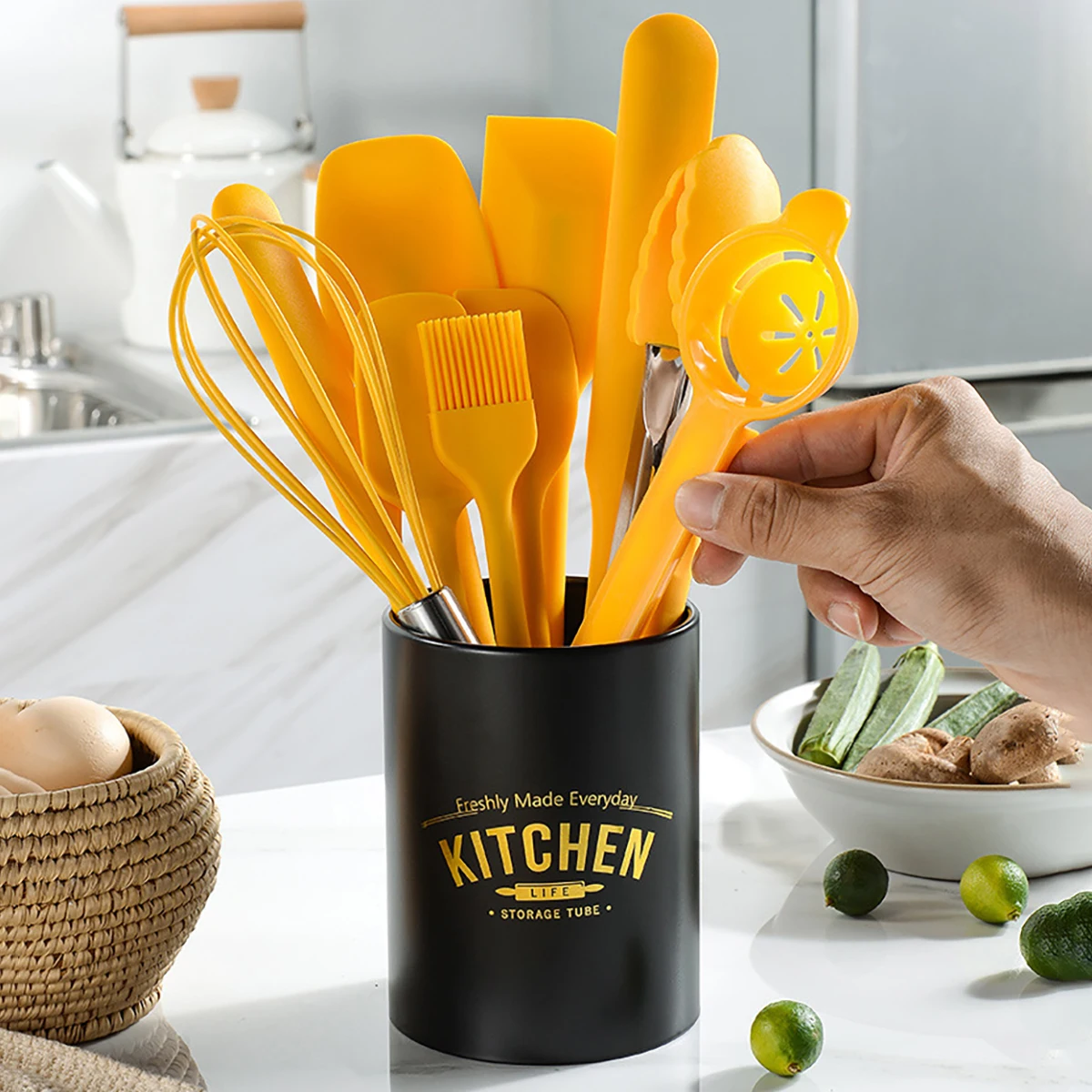 Food Storage Yellow - Juego de 10 utensilios de cocina