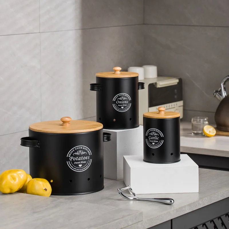 Food Storage Jar Set - Juego de 3 Recipientes Metálicos, Contenedor