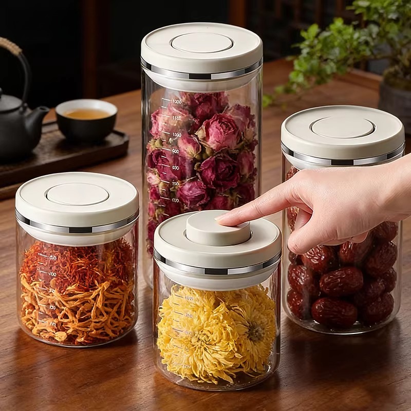 Food Storage Glass Set - Tarro de vidrio micro-sellado al vacío,