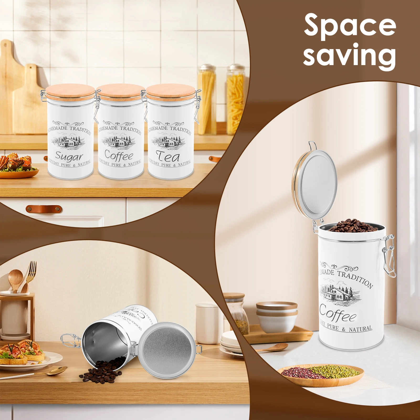 3 unids/set de botes de azúcar - Food Storage Jar Set reseña y precio