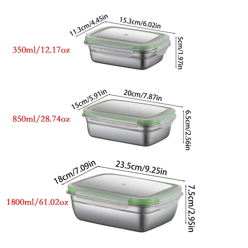 Fiambrera de acero inoxidable  - Food Storage Kitchen Container Set reseña y precio