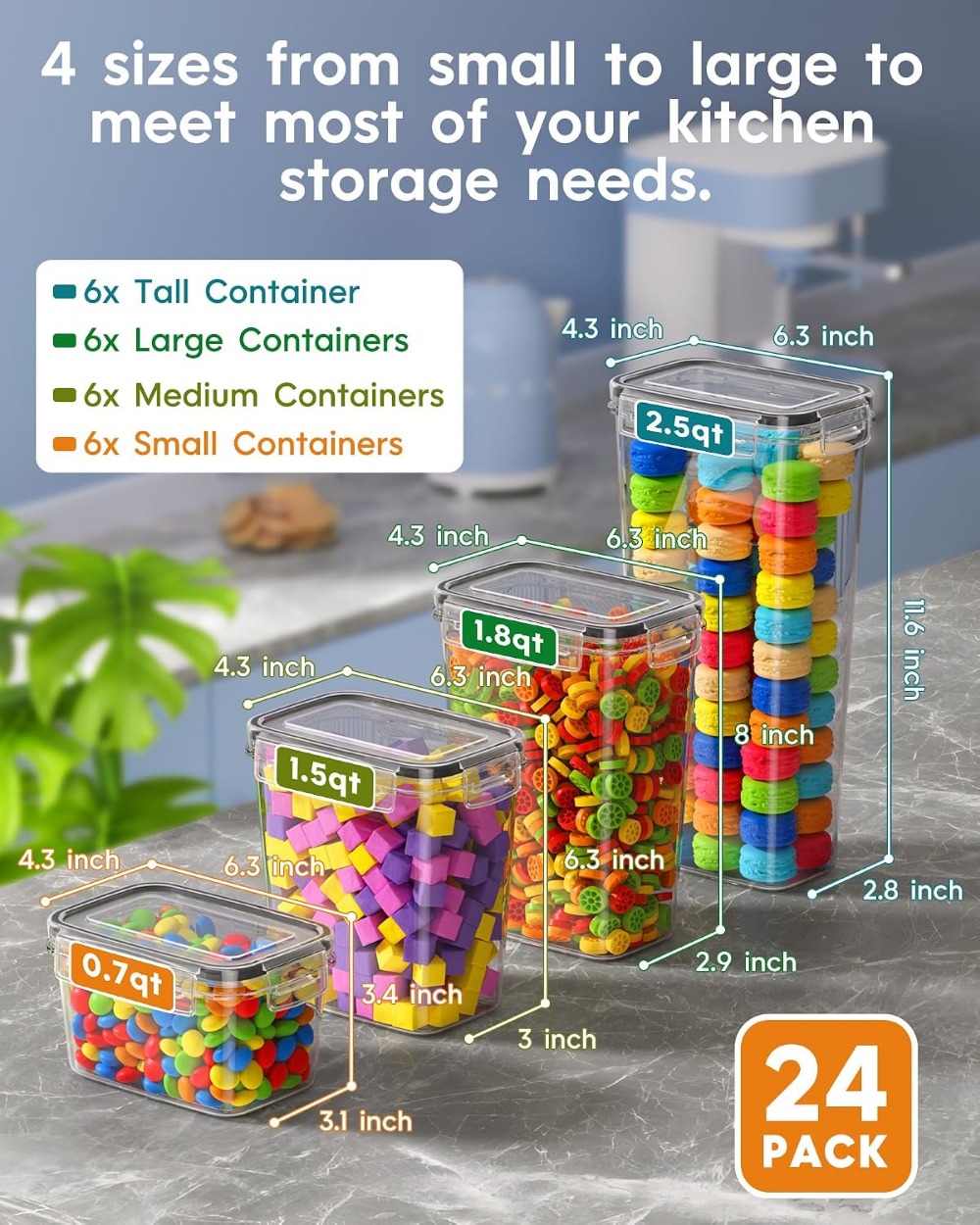 24 Recipientes Herméticos para - Food Storage Canister reseña y precio